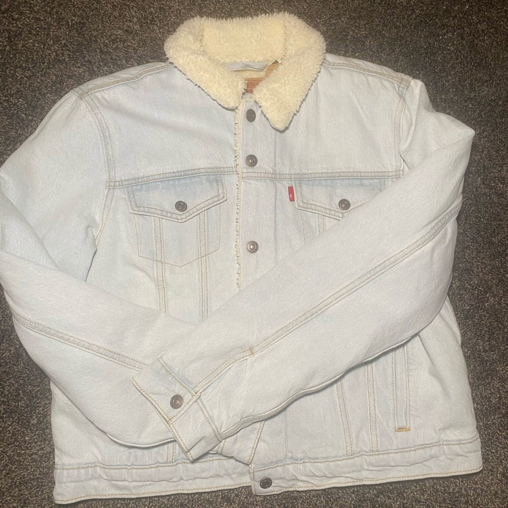 Levi’s Light Blue Denim Sherpa  Jean Jacket Sz XL